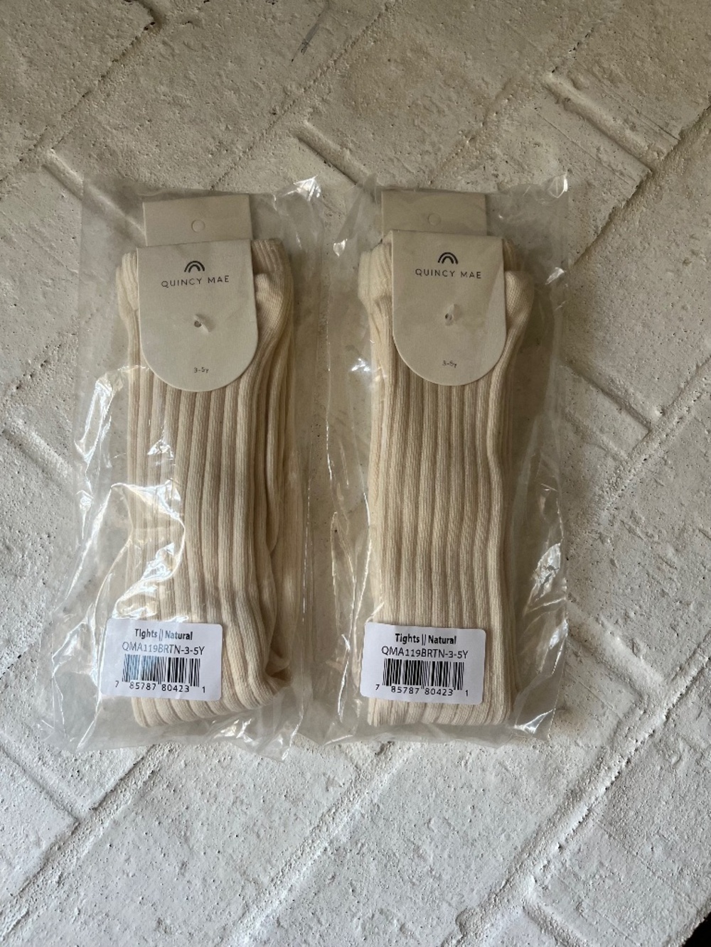 Quincy Mae 3-5Y Natural Tights, organic cotton